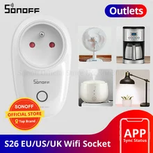Itead SONOFF – commutateur de prise Wifi S26R2 EU/UK /US, application de contrôle à distance, prise de synchronisation, commutateur pour maison intelligente 