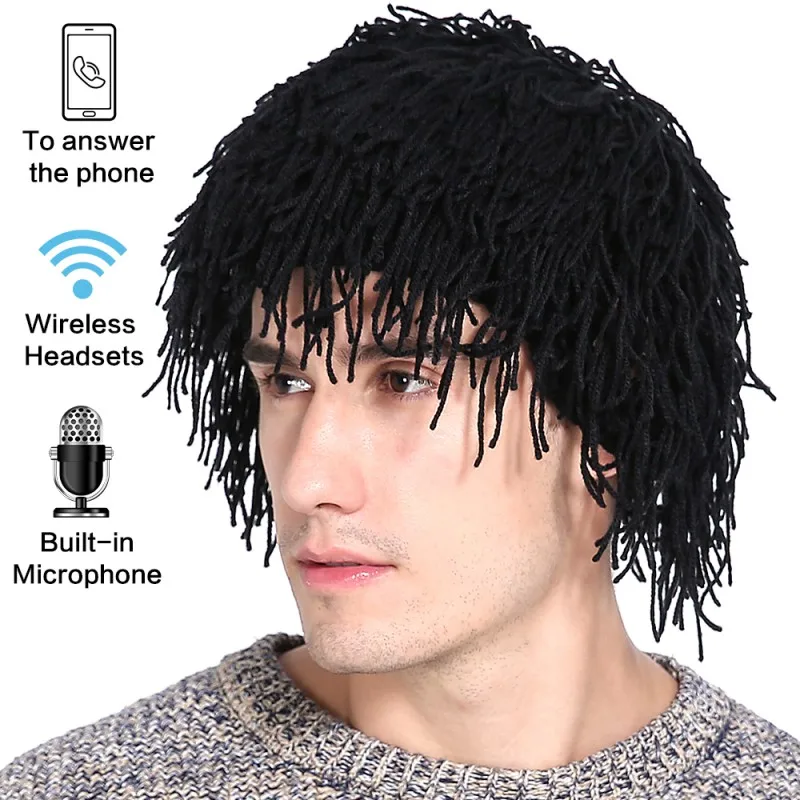 Уникальный стильный дизайн Bluetooth шапка с наушниками парик борода вязать бини зимняя теплая Рождество год подарок музыка шляпа