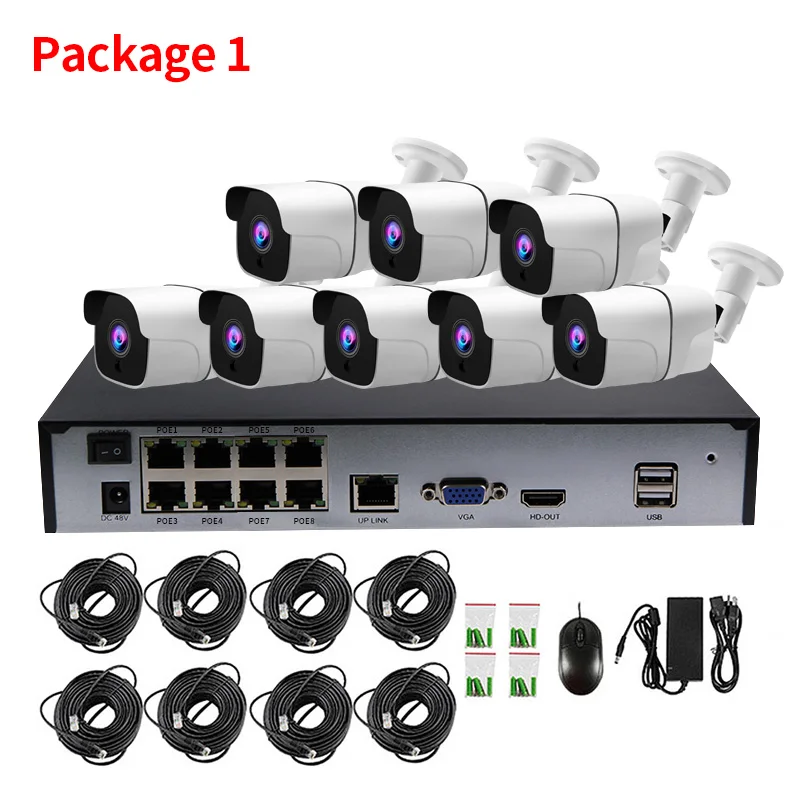 8CH NVR 1080P 2MP порт ip-сети аудио запись Открытый водонепроницаемый CCTV камеры безопасности системы домашнего видеонаблюдения комплект