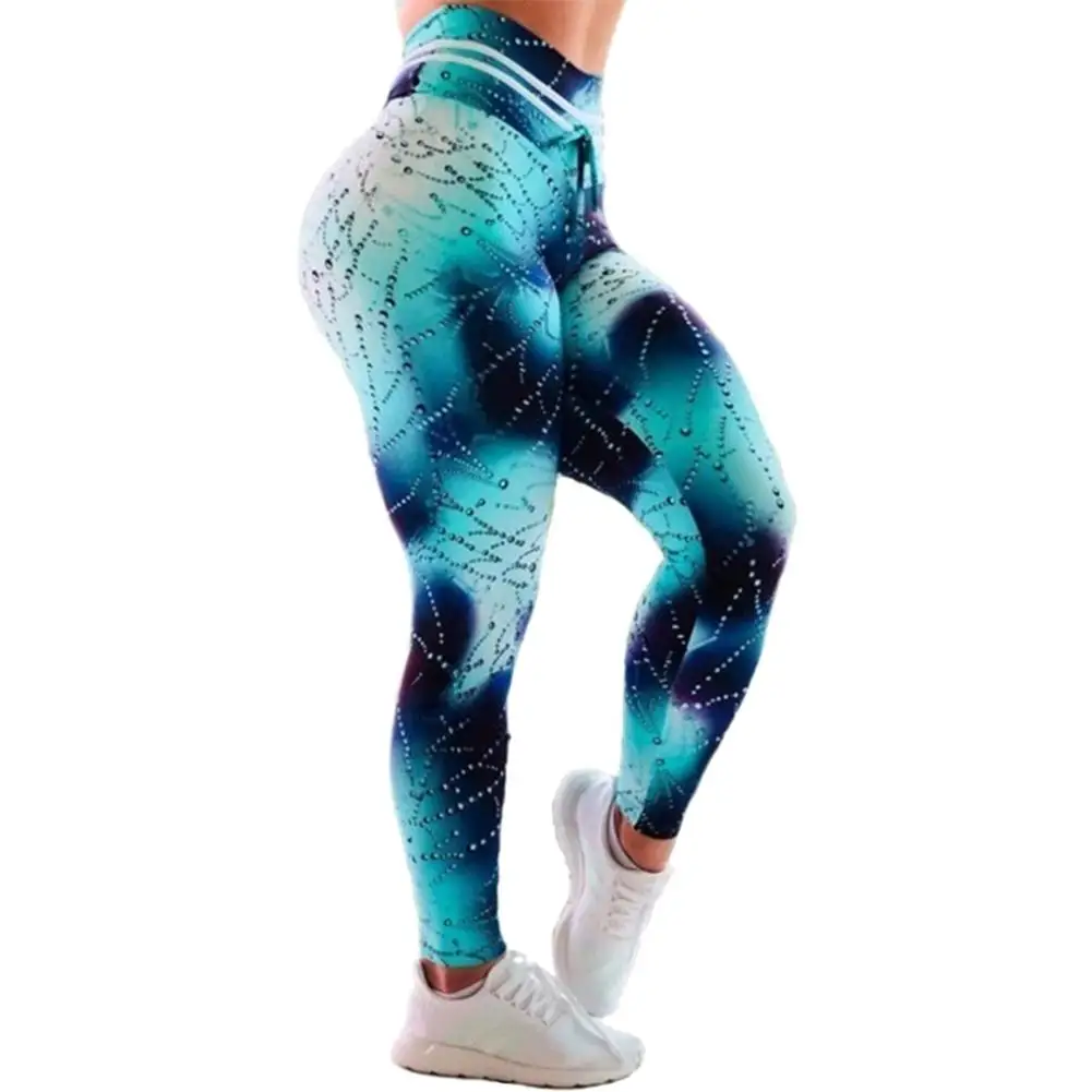 Женские штаны с принтом спортивная одежда для бега эластичные леггинсы для фитнеса 2019