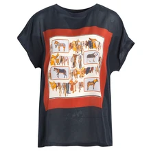 Шелковая хлопковая футболка размера плюс, шелковая женская футболка с принтом, свободная Базовая футболка L XL XXL 3XL