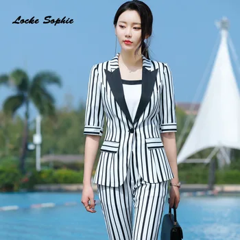 

Women plus size Blazers coats 2020 Spring Cotton Splicing Slim fit stripe Small Suits jackets ladies Skinny office Blazers Suits