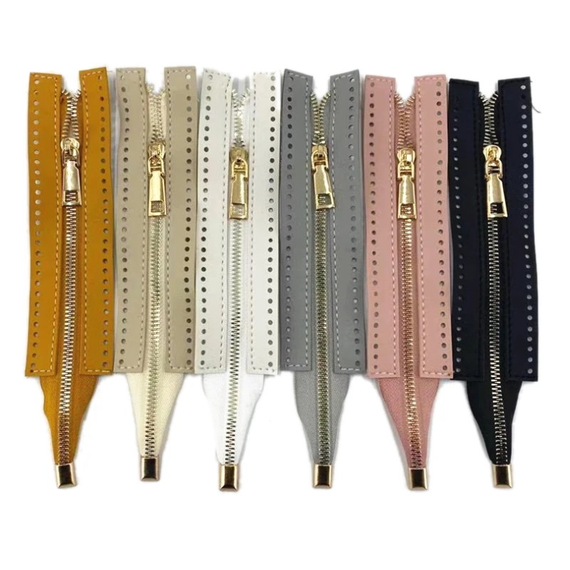 DIY Zipper For Woven Bag Hardware PU Leather Zipper Bag Sewing Accessories 24.5cm Metal Zipper For Clothes Shoes Supplies