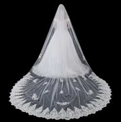 Real Photo 5 Meter White Ivory  Wedding Veils Long Lace Edge Bridal Veil with Comb Wedding Accessories Bride  Wedding Veil 2020