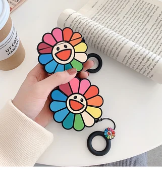 

3D Takashi Murakami Kaikai Kiki Rainbow Flower Headphone Cases For Apple Airpods 1/2/3 Silicone Earphone Cover For Airpods Pro