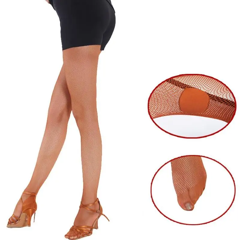 Upgrade Mesh Latin Socks Toe Encryption Plus Cotton File Caramel Color Professional Latin Game Socks Pantyhose Stovepipe