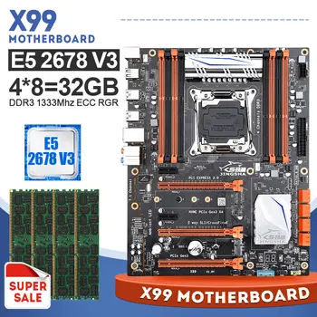 شراءJingsha X99 طقم اللوحة الأم مع معالج XEON E5 2678 V3 ووحدة المعالجة المركزية 4*8GB 1600MHZ ECC REG RAM SATA3 USB3.0 بلاسا Mae