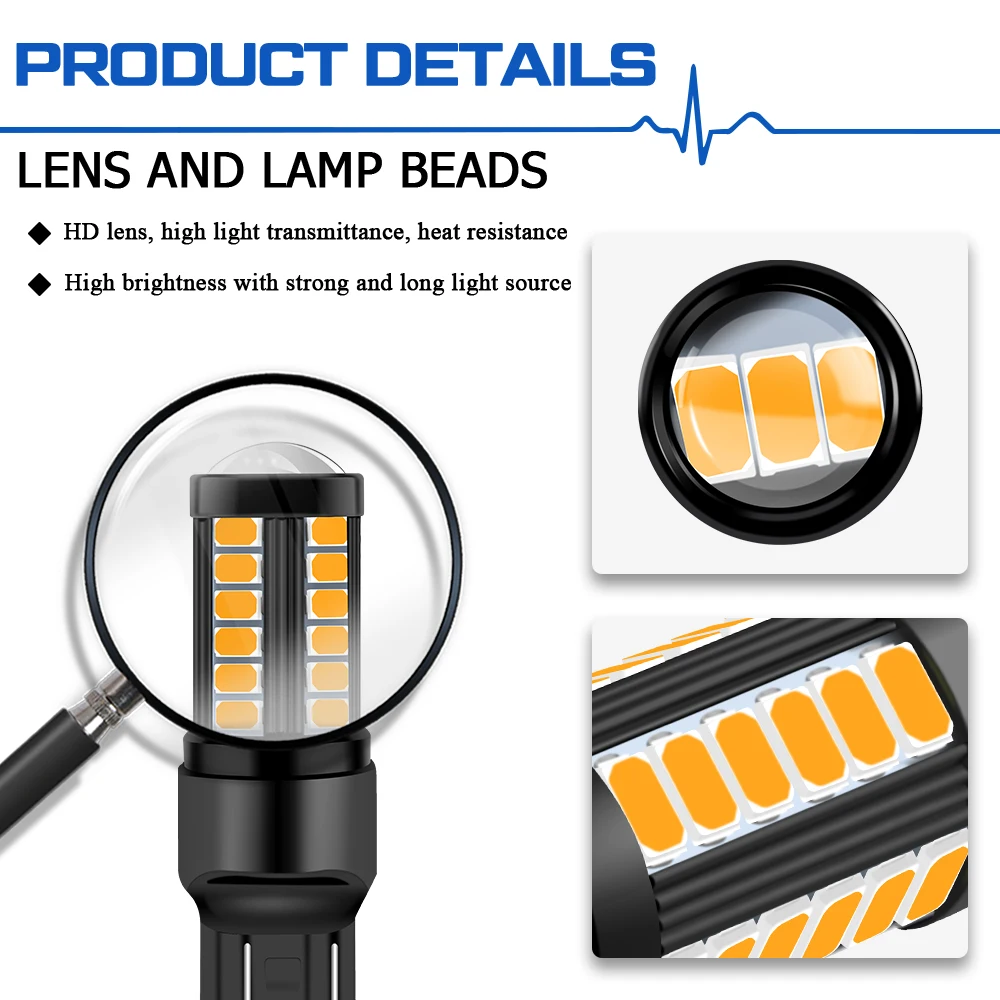 1 шт. CANBUS 12 24 В T20 7440 светодиодный LED W21W W21/5W 7443 33SMD Switchback белые красные ные лампы для