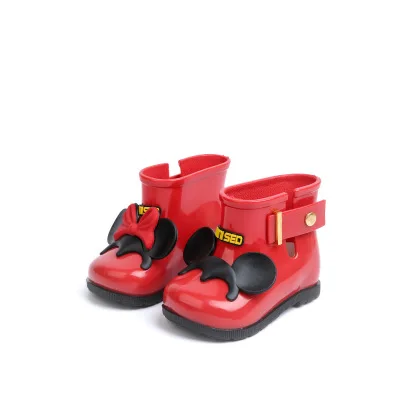 Mini Melissa/Новинка года; детские резиновые сапоги с бантом; нескользящие водонепроницаемые резиновые сапоги для девочек; прозрачная обувь; сандалии принцессы - Цвет: Серый