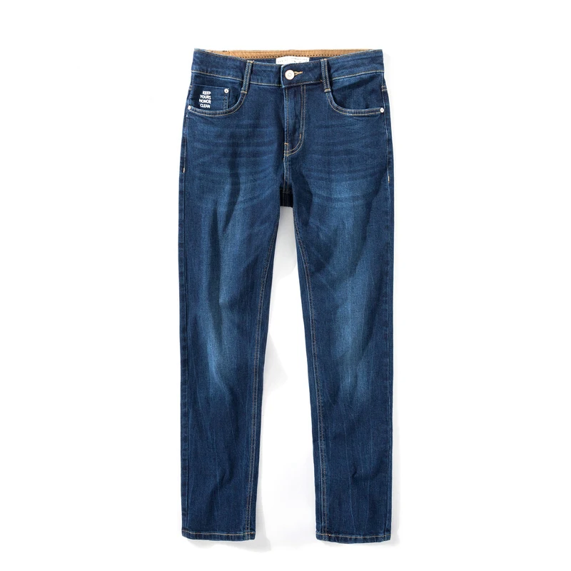 Semir мужские джинсовые брюки, мужские корейские модные узкие брюки, тянущиеся удобные мужские брюки для подростков - Цвет: Cowboy dark blue