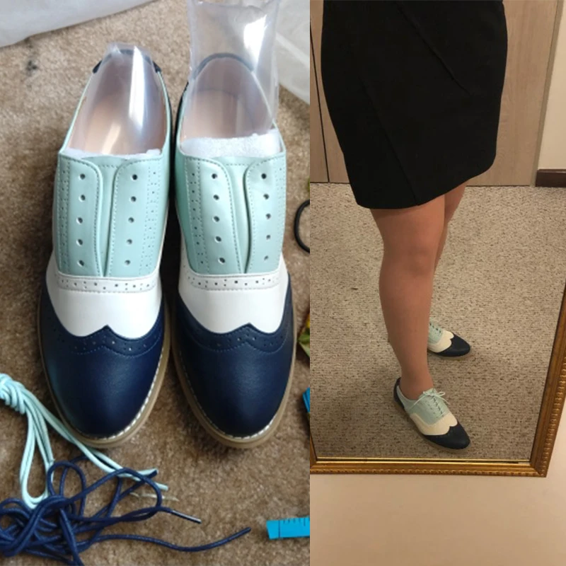 blue beige green Женские туфли-оксфорды; сезон весна; лоферы из натуральной кожи для женщин; женские кроссовки; женские оксфорды; женские тонкие туфли с ремешком; коллекция года; Летняя обувь - Цвет: blue beige green