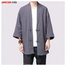 Sinicism магазин Мужская повседневная одежда Tang рубашки мужские s Улучшенный Hanfu Китайский стиль пальто рубашка мужская 3 цвета Пряжка Одежда