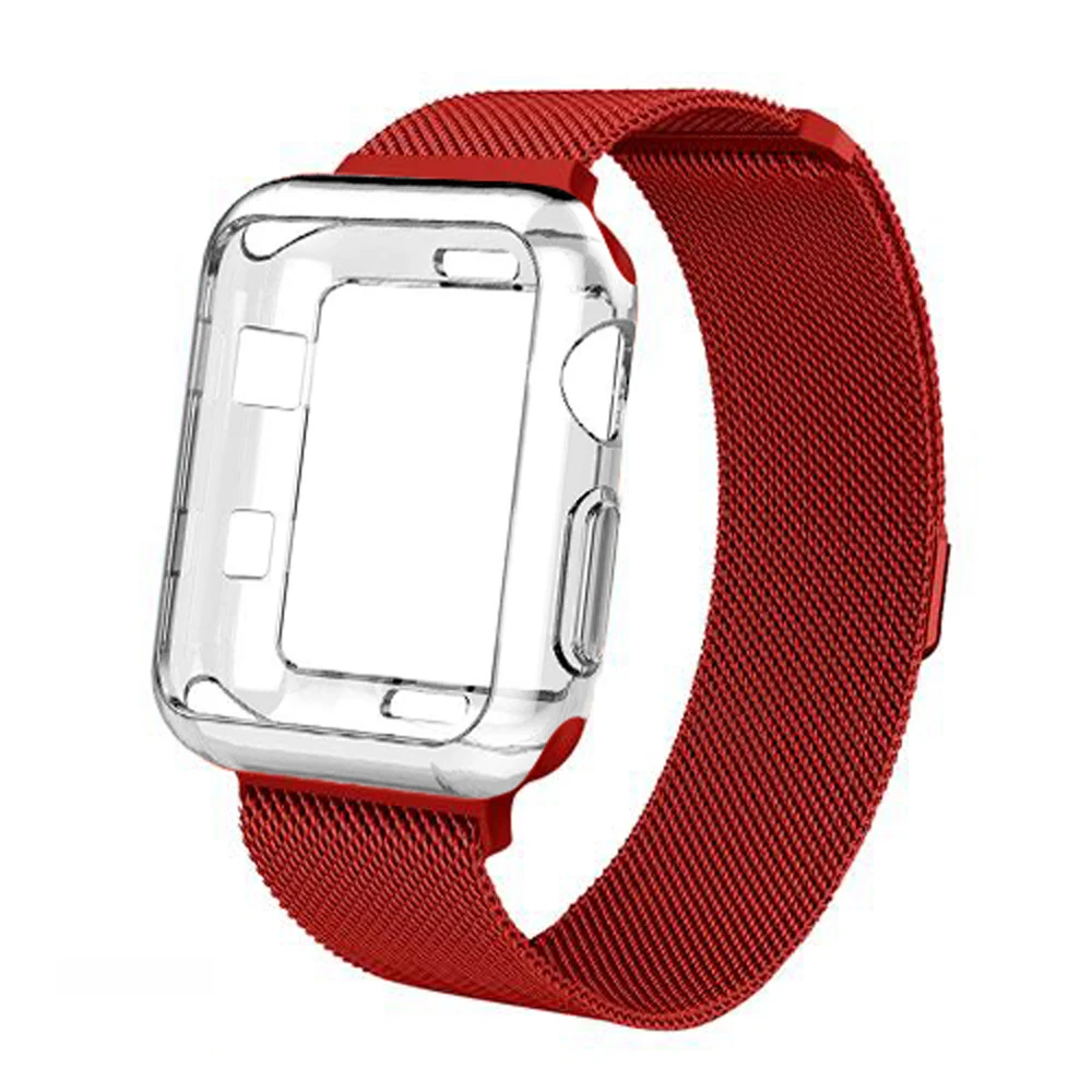 Ремешок+ чехол для Apple Watch band 44 мм 40 мм Milanese Loop band iwatch series 4 3 2 band 42 мм 38 мм correa pulseira ремешок для часов