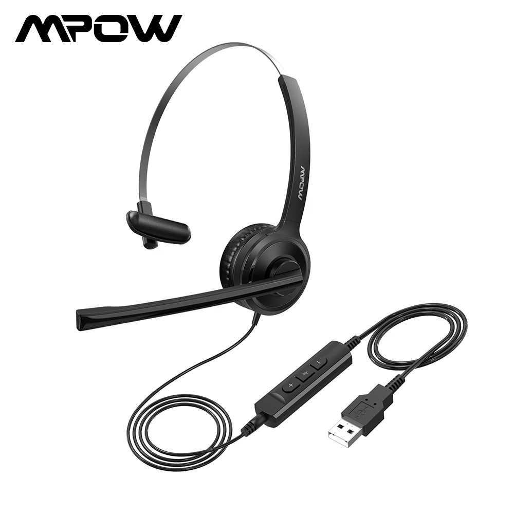 Проводные наушники Mpow BH323 стерео компьютерная USB гарнитура с шумоподавлением
