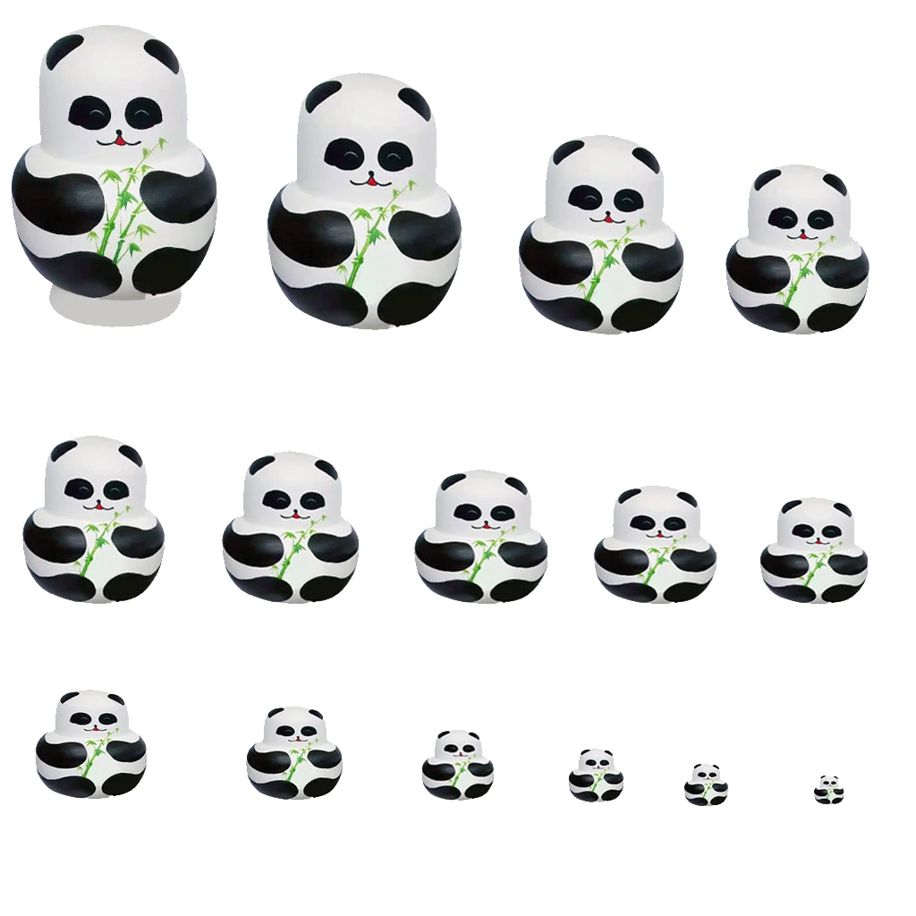 

Wooden Matryoshka Matrioshka Russian Nesting Dolls Pandas Set 15 Pcs