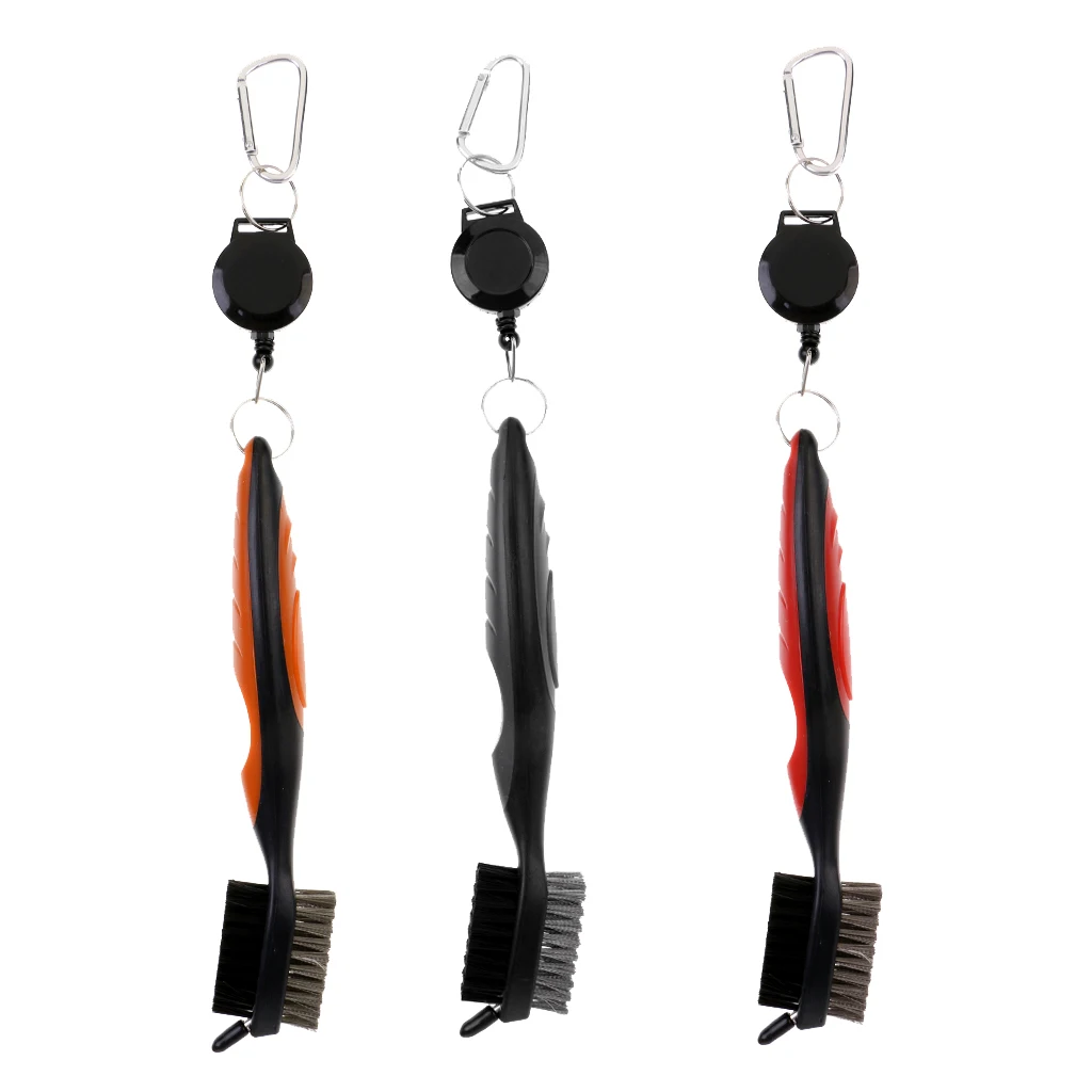 Portable Double Sided Golf Club Brush and Club Groove Cleaner with Retractable