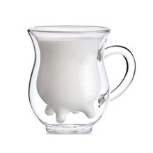 Стеклянные чашки для коров молока 240 мл двойной термостойкий стеклянный напиток