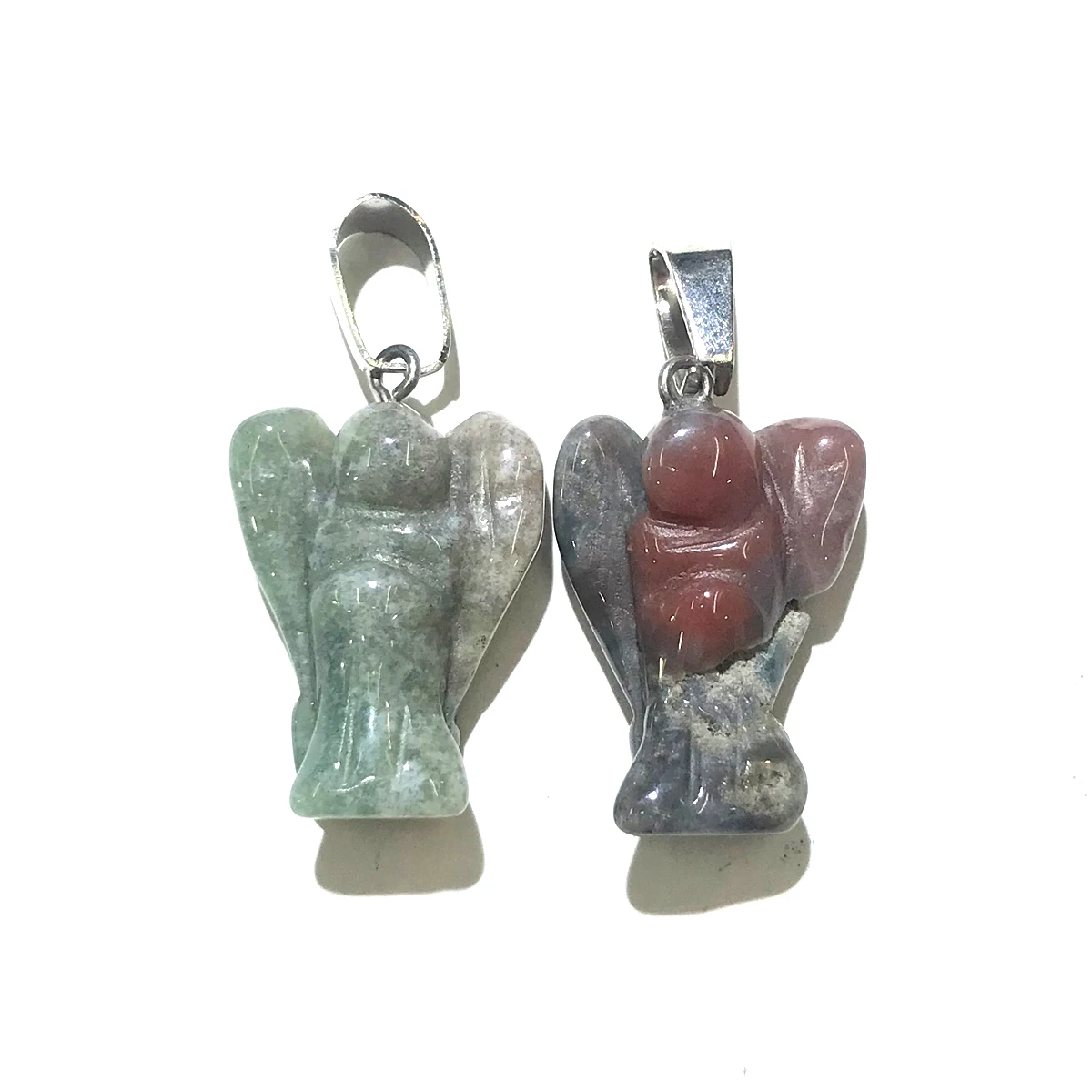 Crazy Agate Натуральный камень в форме ангела кристалл Агаты Подвески Счастливый Камень кулон для самостоятельного изготовления ювелирных изделий ожерелье аксессуары 15 мм x 23,5 мм - Окраска металла: Crazy Agate