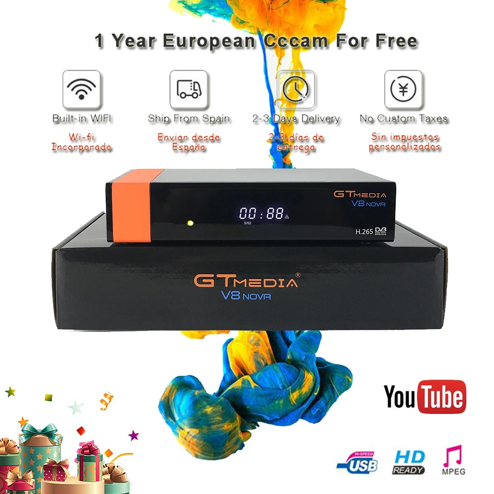 

freeset v8 Satellite TV Receiver Gtmedia V8 finder Satellite DVB-S2 DVBS2 Spain Germany-Work 1-Year-Oscam with HD Cline 1080p