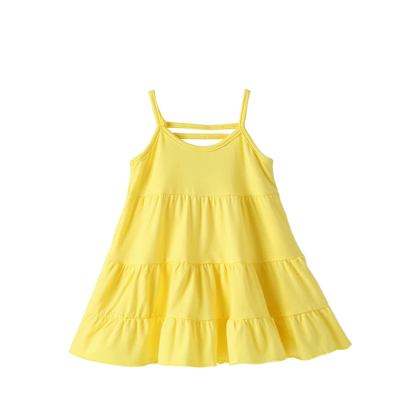 

Little Girls Dress 2020 Solid Color Sling Loose Hollow Design Princess Dress Outfit Pleated Dresses Summer Dresses Outfit