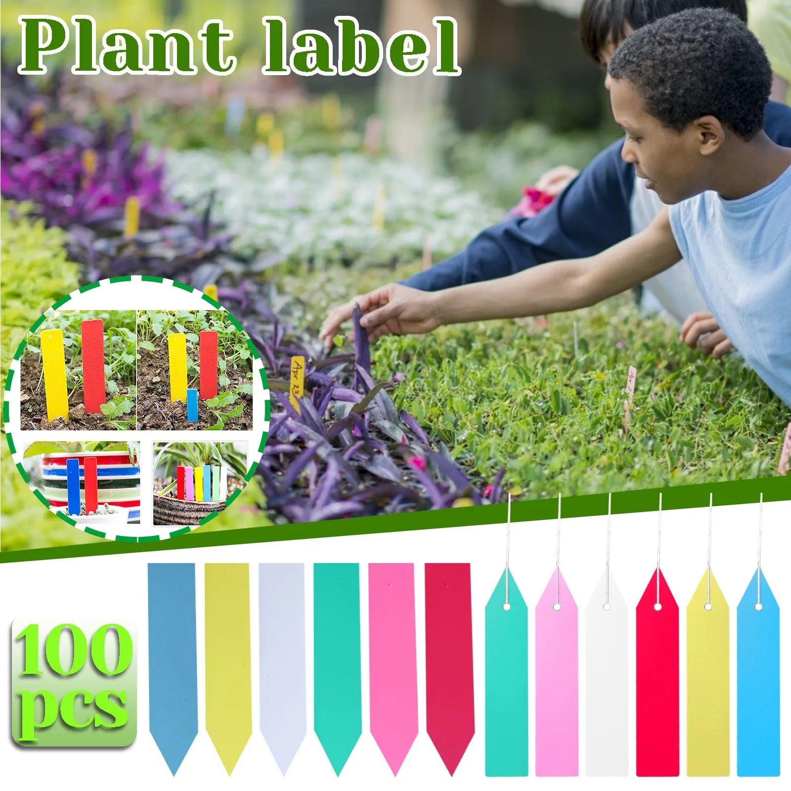 100PCS Garden Plant Labels Plastic Tags Nursery Markers Flower Pots Seedling Sign Tray Mark Tools Supplies #N | Дом и сад