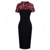 Vintage Women Patchwork Pattern Plus Size Bodycon Elegant Office Ladies Charming Dress EB238 ► Photo 2/6