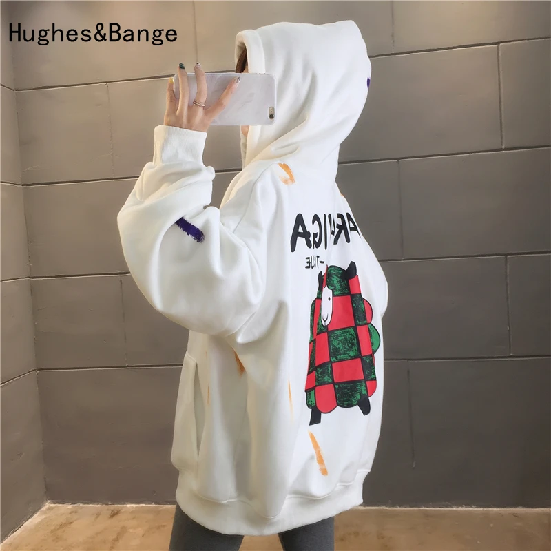 

sweatshirts women 2020 spring hoodies letter pattern fleece fashion loose Korean pop Thickened plus board warm pullover hoodie