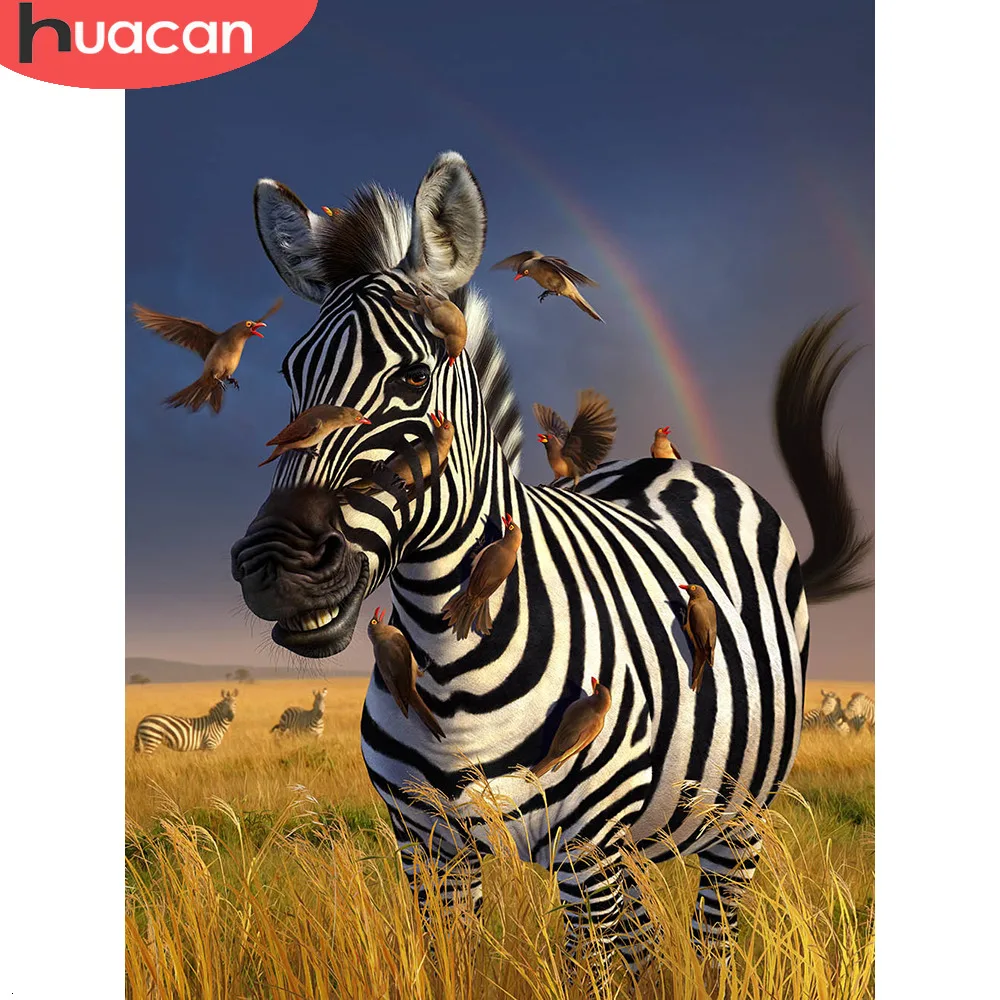 HUACAN Full Square 5D Diamond Painting Animal Embroidery Black And White Zebra Cross Stitch Home Decoration | Дом и сад