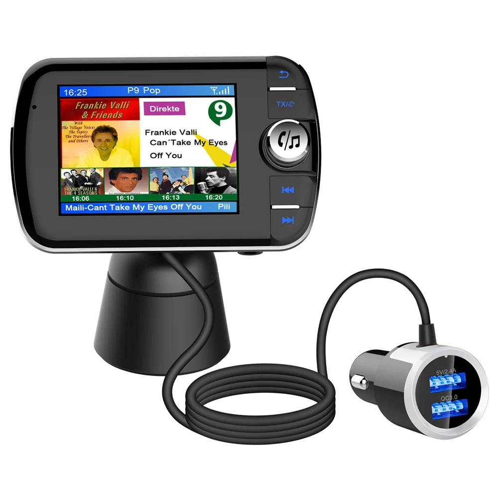 

DAB004 DAB Digital MINI Radio Receiver LCD Color Screen Display Bluetooth Radio Adapter Support MP3 Music USB Charger for Car
