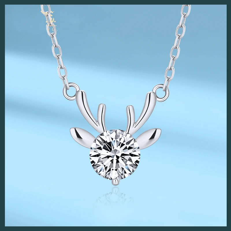 

Fashion 2020 New AAA Zircon Deer Pendant Necklace for Women 100% S925 Sterling Silver Neck Chain Fine Jewelry Christmas Gift