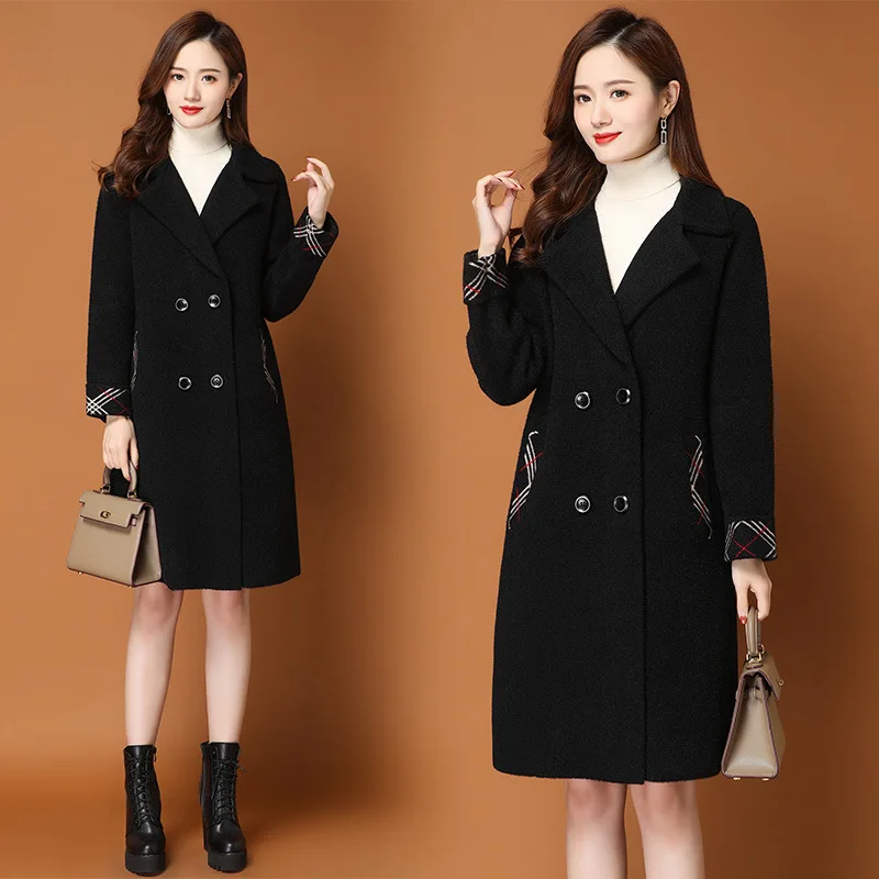 

2020 Early Spring New Style Faux Double-faced Woolen Goods Woolen Jacket Women's Mid-length Popular Hair Woolen Overcoat Women's