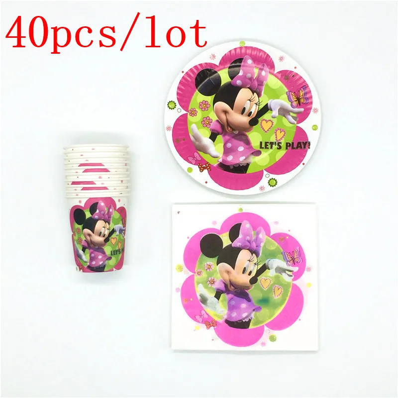 40pcs/lot Minnie Mouse Theme Wedding Decoration Cartoon Girl Birthday Party Supplies Baby Mini Shower |