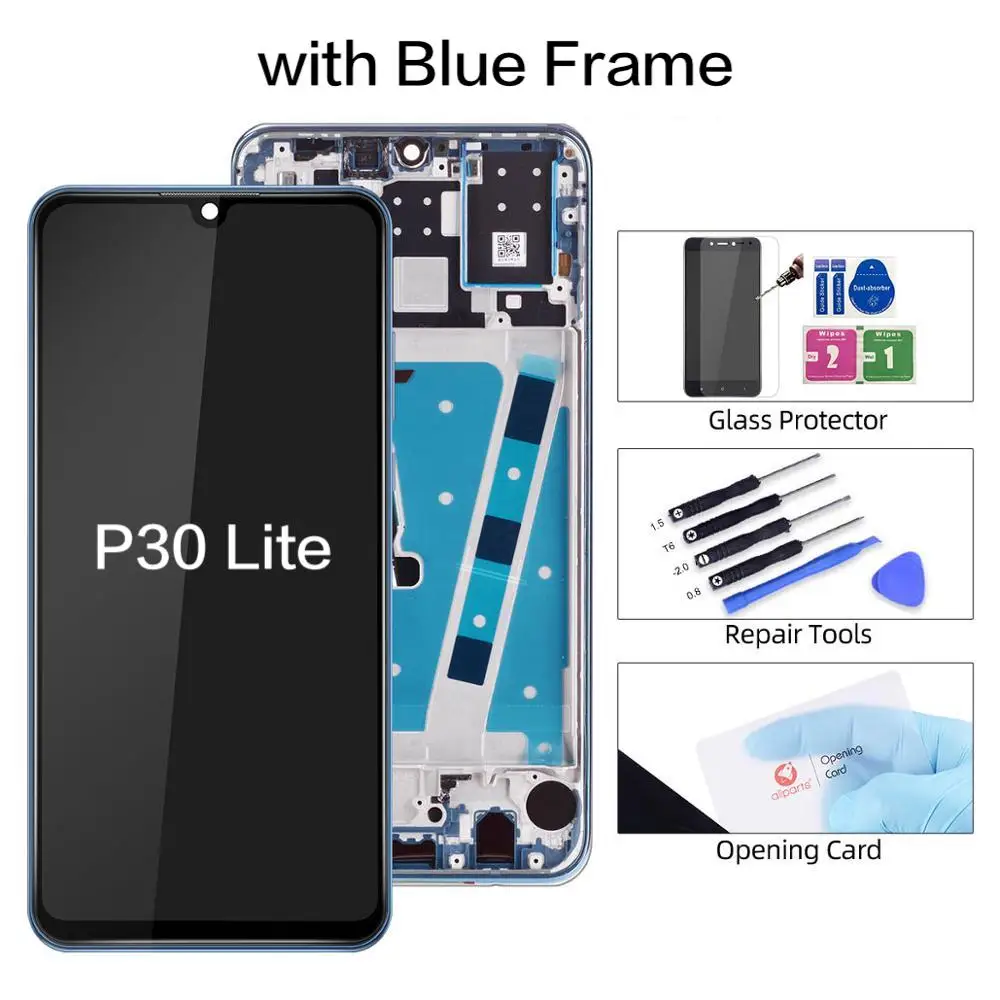 ЖК-дисплей для huawei P30 Lite Nova 4E дисплей с сенсорным экраном с рамкой дигитайзер Замена - Цвет: P30 Lite Blue Frame