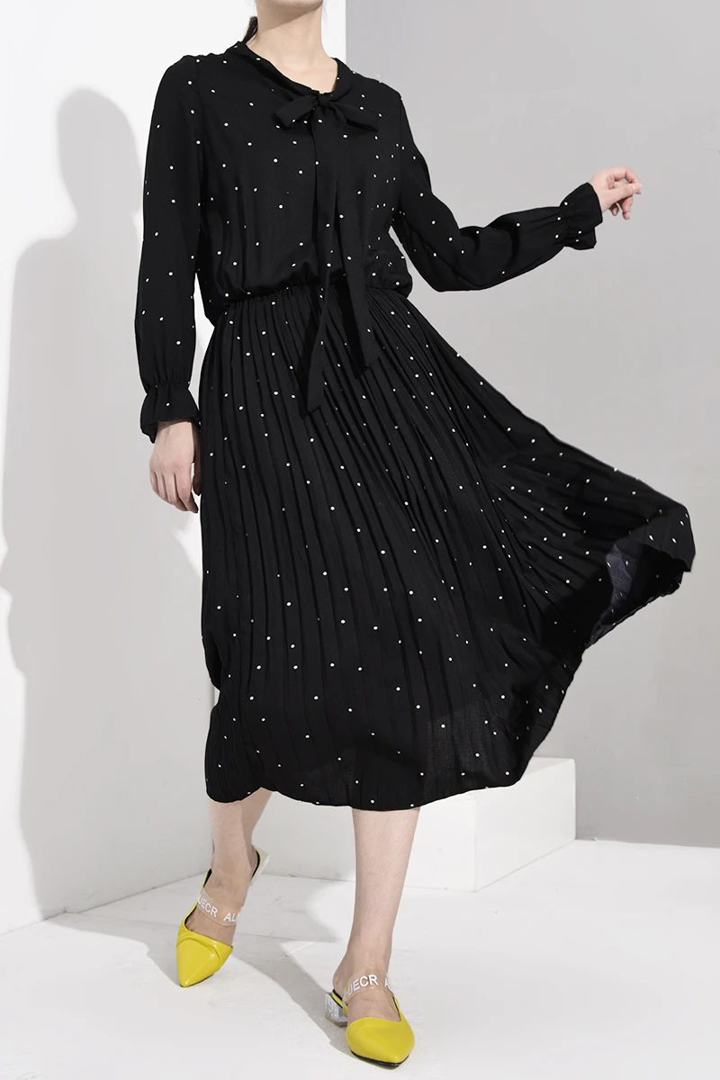 LANMREM Новая модная женская рубашка с длинными рукавами женские толстовки Vestido осенне-зимний набор шарфов платья JA23601