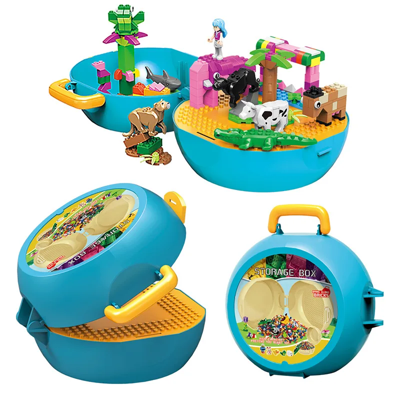 

Jlb032 Children Coin Bank Animal Building Blocks Animal Small Particles Assembled DIY Suitcase Storage Box Toy