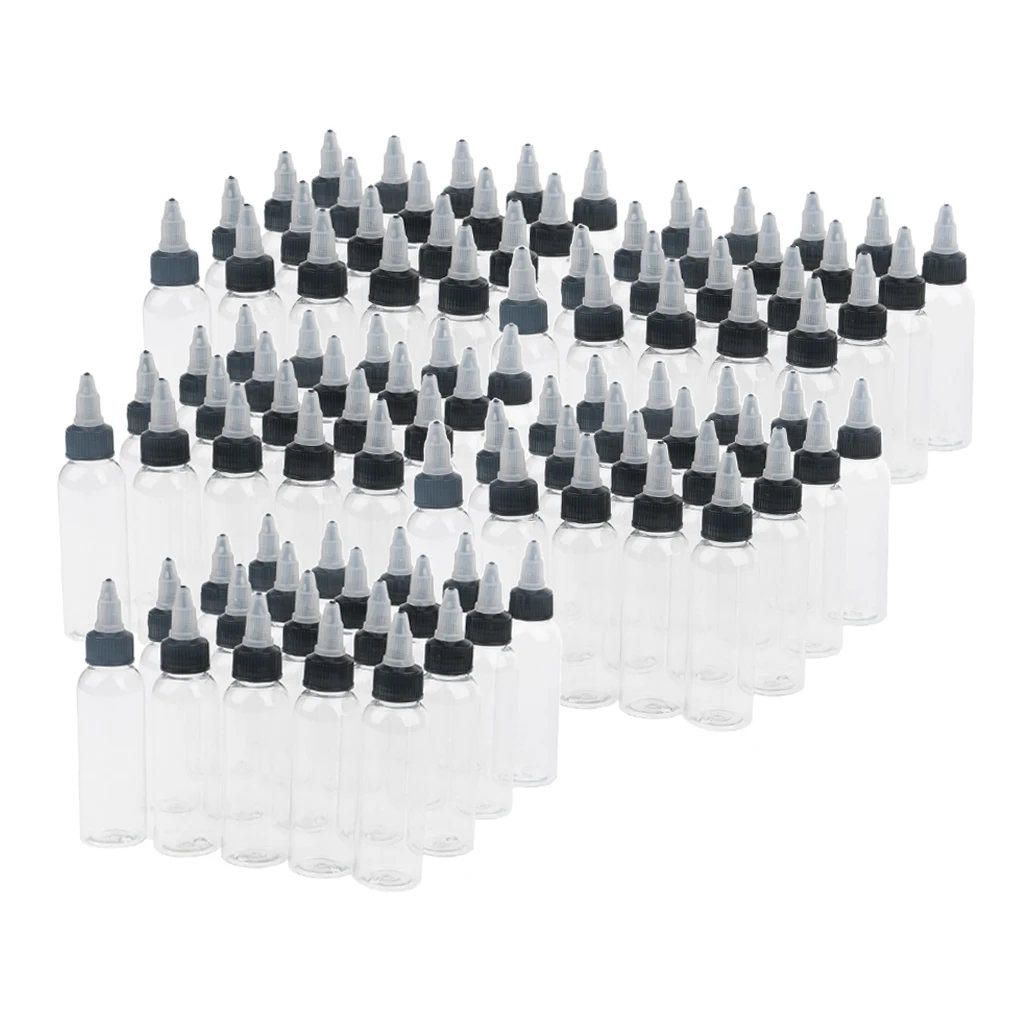 100pcs Empty Liquid Squeeze Bottle With  Top Cap Tip Applicators 30ml