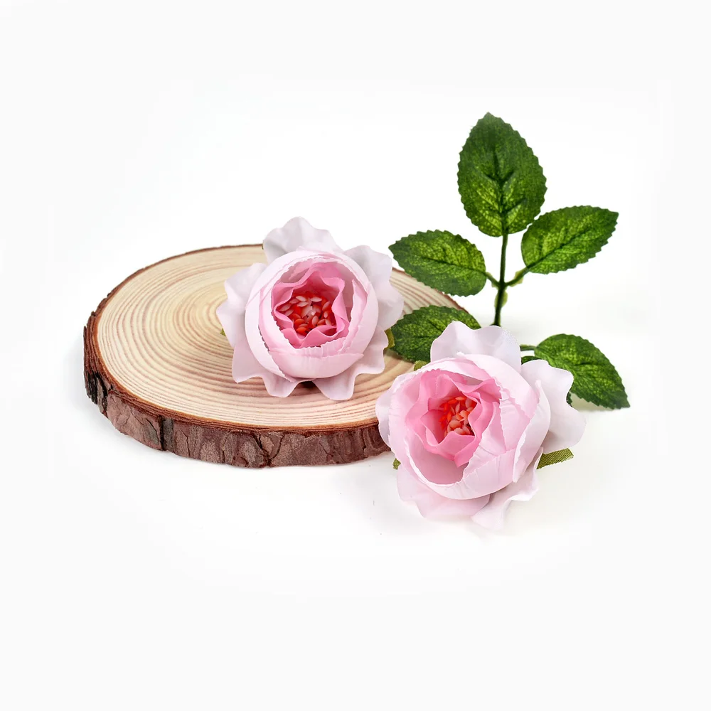 Powder white 10 шт. искусственный цветок из шелка чай Роза голова для свадьбы украшения для дома на Рождество DIY ВЕНОК скрапбук Подарочная коробка поддельный цветок - Цвет: Powder white