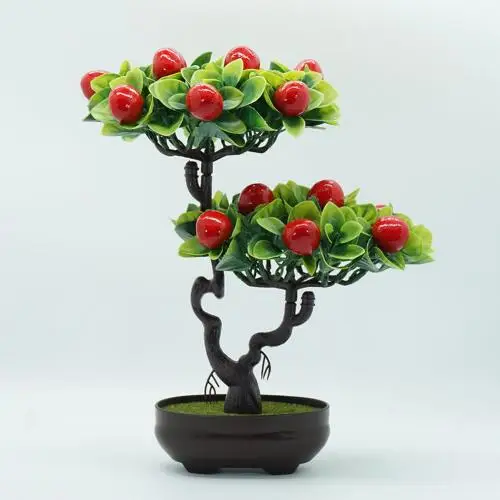 Fortune Fruit Бонсай пластиковый искусственный фруктовый дерево искусственный персик апельсин фруктовое Дерево Искусственные комнатные растения бонсай Настольный бонсай - Цвет: Fortune Fruit