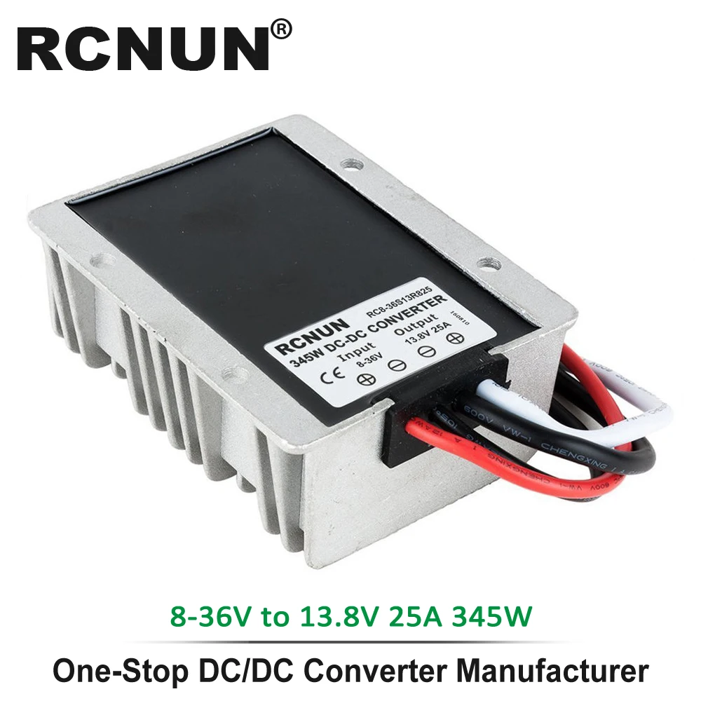 RCNUN DC 8-40V к DC 12V 13,8 V 1A 3A 6A 10A 15A 20A 25A повышающий понижающий преобразователь стабилизатор напряжения CE RoHS для автомобилей на солнечной батарее - Цвет: 8-36V to 13.8V 25A