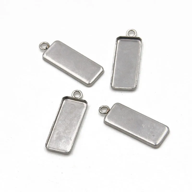 Набор из 8 очаровательных прямоугольных подвесок нержавеющей стали Размер 11*26 мм