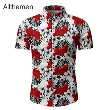 Allthemen Flower Print Mens Floral Shirts Causal Camisas Hombre Slim Fit Shirt Men Cloting Fashion Short Sleeve Shirt Male