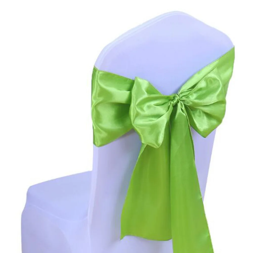 25PCS 15 Colors Wedding Chair Cover Sash Satin Fabric bow-knot Ribbon Tie Bands for for Wedding Party Banquet Event Decorations