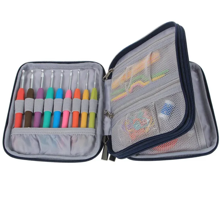 45 Pcs/ Set Crochet Hooks Stitches Knitting Needle Kit with Zipper Organizer Case DIY Crafts Home Supplies SLC88