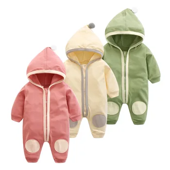 

Autumn Newborn Infant Baby Boy Girl Kids Long Sleeve Cotton Hooded Romper Button Jumpsuit Clothes Outfit