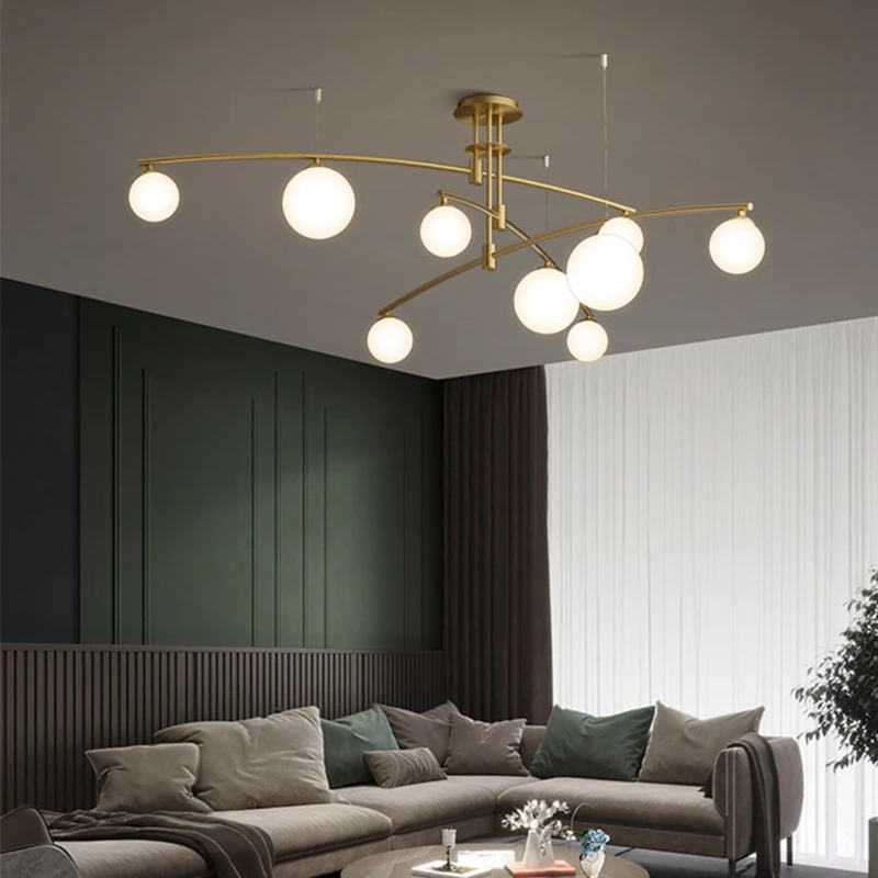 

All copper living room chandelier Nordic home dining room modern magnificent simple creative magic bean bedroom