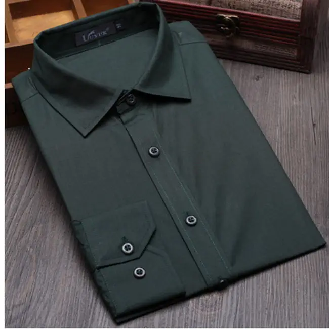 Dark green Английский стиль, деловая рубашка, подходит для мужчин с длинными рукавами, Высококачественная хлопковая повседневная одежда для похудения, подходит для мужских рубашек - Цвет: Dark green