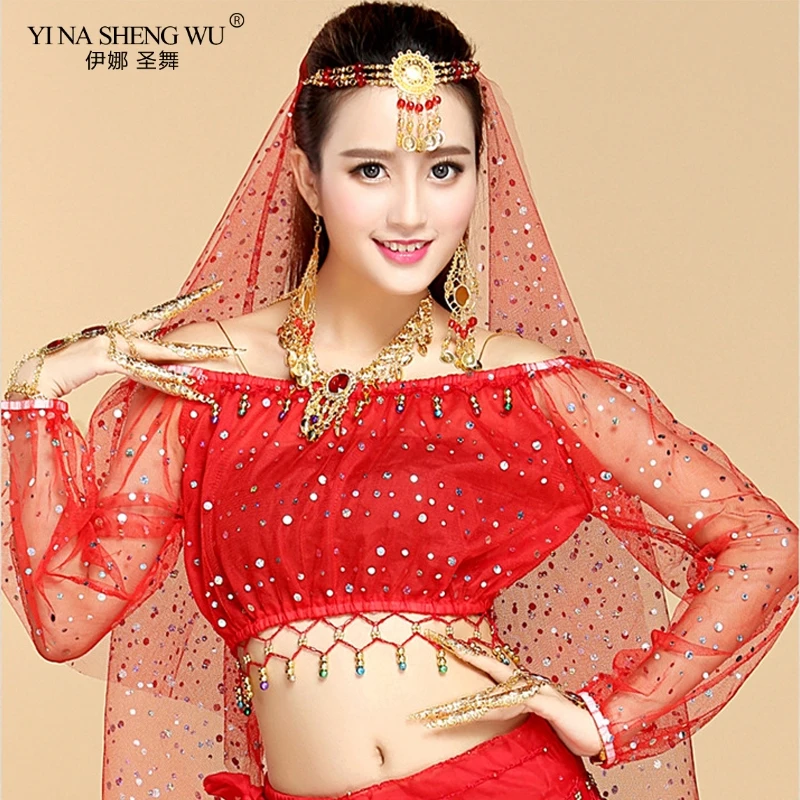Long Sleeve Off Shoulder Adult Tops 6 colorsWomen Belly Dance Costume Chiffon Gypsy Dancewear tops Bellydance Wear | Тематическая