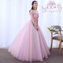 Пикантные с открытыми плечами прозрачный топ сладкий 16 Бальные платья без рукавов кружева аппликации 3d цветы жемчуг Длинные Vestidos De 15 Anos