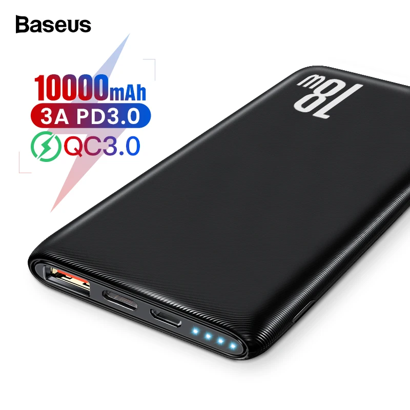 Online Baseus Quick Charge 3,0 10000mAh Power Bank QC3.0 PD Typ C 10000 Power Tragbare Externe Batterie Ladegerät Für Xiaomi iPhone