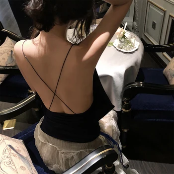

Lazy summer vacation halter top waist slimming back shoulder girdle cross vest top